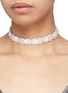 Figure View - Click To Enlarge - HEFANG - 'Lace' cubic zirconia silver ribbon tie choker