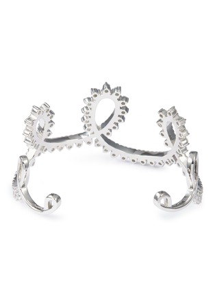 Figure View - Click To Enlarge - HEFANG - 'Embroidery' cubic zirconia silver cuff