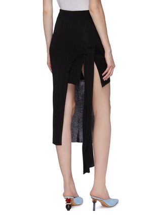 Back View - Click To Enlarge - JACQUEMUS - Knot sash asymmetric overlay knit mini skirt