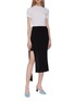 Figure View - Click To Enlarge - JACQUEMUS - Knot sash asymmetric overlay knit mini skirt