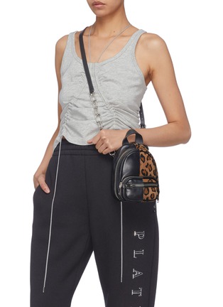 Figure View - Click To Enlarge - ALEXANDER WANG - 'Attica' mini leopard print suede leather crossbody backpack