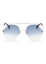Main View - Click To Enlarge - FENDI - Metal browbar rimless angular aviator sunglasses