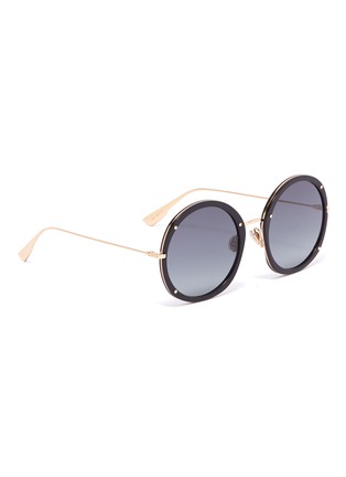 Figure View - Click To Enlarge - DIOR - 'Dior Hypnotic 1' stud acetate front metal round sunglasses