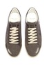 Detail View - Click To Enlarge - SAINT LAURENT - Logo embroidered distressed cotton canvas sneakers