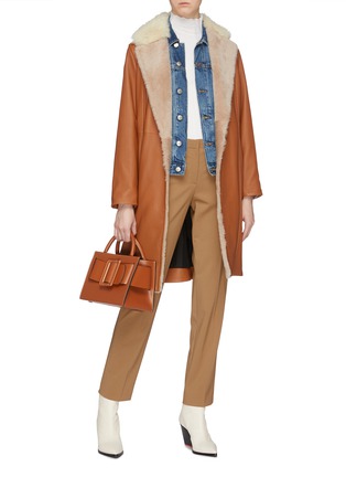 Figure View - Click To Enlarge - YVES SALOMON - Belted lambskin shearling jacket