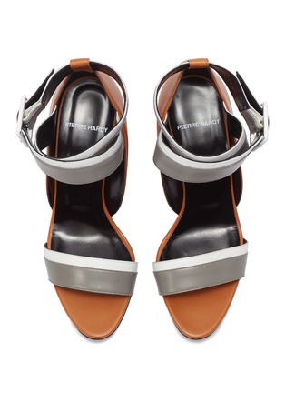 Detail View - Click To Enlarge - PIERRE HARDY - 'Alpha' colourblock ankle strap leather wedge sandals