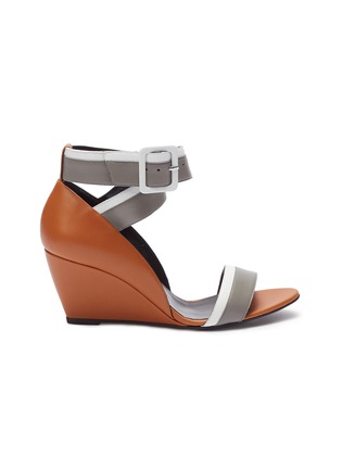 Main View - Click To Enlarge - PIERRE HARDY - 'Alpha' colourblock ankle strap leather wedge sandals