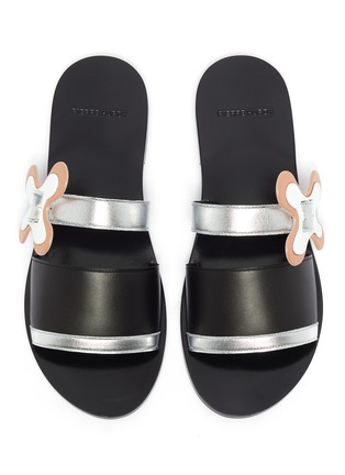 Detail View - Click To Enlarge - PIERRE HARDY - 'Bloom' floral buckle colourblock leather slide sandals