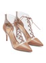 Detail View - Click To Enlarge - GIANVITO ROSSI - 'Icon' lace-up clear PVC leather ankle boots