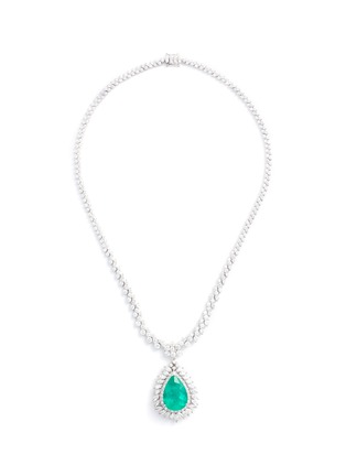Main View - Click To Enlarge - LC COLLECTION JEWELLERY - Diamond emerald 18k white gold pendant necklace