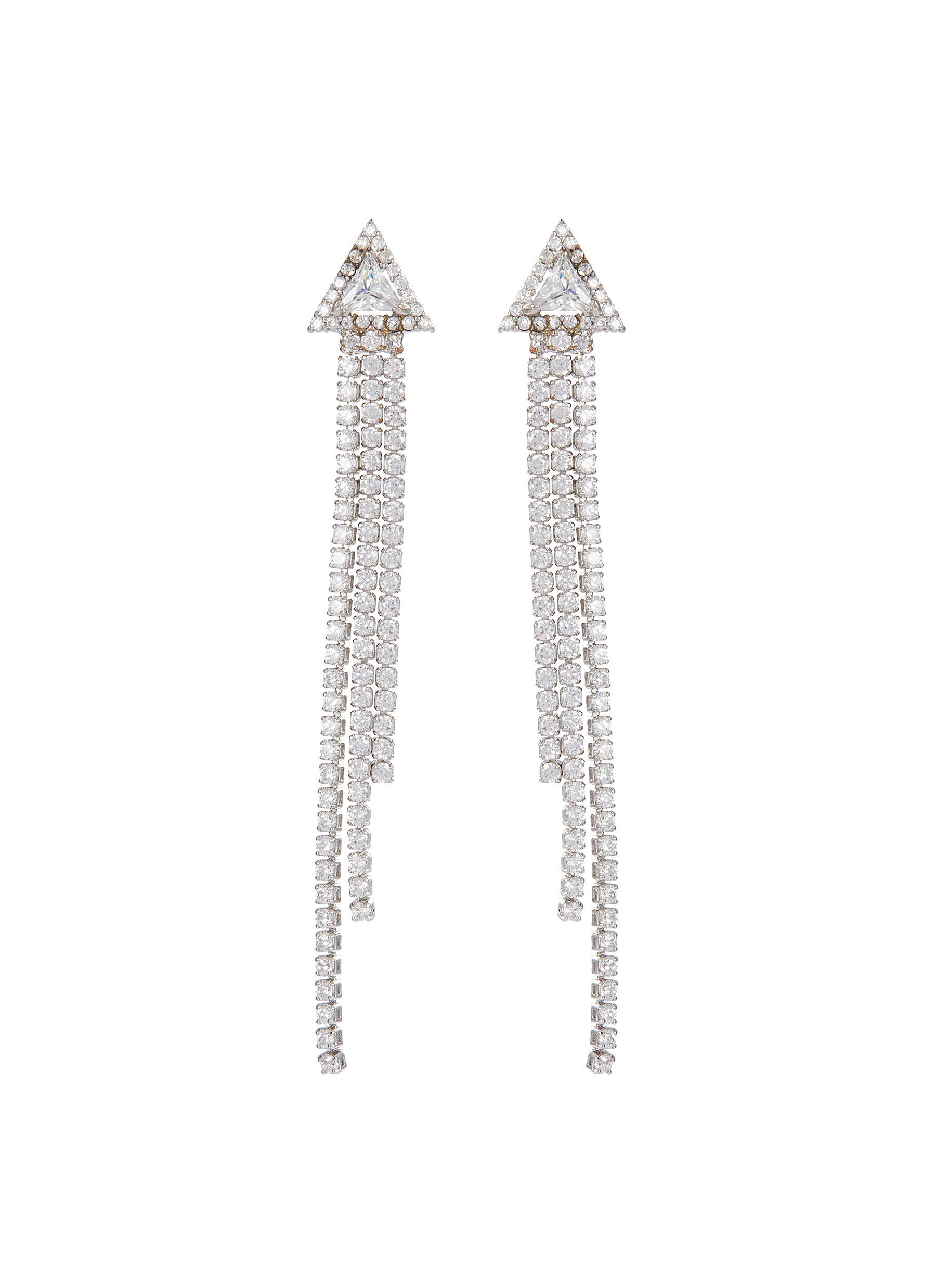 Cz By Kenneth Jay Lane Cubic Zirconia Triangle Stud Fringe Drop Main View Click To Enlarge Cz By Kenneth Jay Lane Cubic Zirconia Triangle