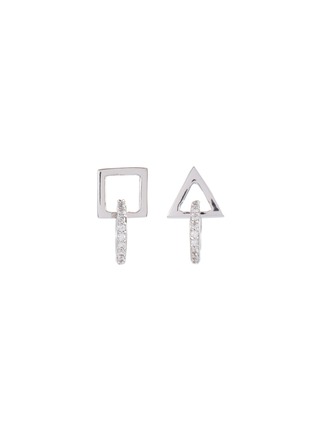 Main View - Click To Enlarge - CZ BY KENNETH JAY LANE - Cubic zirconia mismatched geometric drop earrings