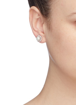 Figure View - Click To Enlarge - CZ BY KENNETH JAY LANE - Cubic zirconia glass pearl detachable ear jacket stud earrings
