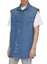 Detail View - Click To Enlarge - BALENCIAGA - 'Twinset' two-in-one denim vest and patchwork hoodie