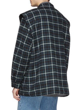 Back View - Click To Enlarge - BALENCIAGA - Two-in-one tartan plaid flannel vest and patchwork shirt