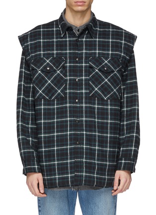 Main View - Click To Enlarge - BALENCIAGA - Two-in-one tartan plaid flannel vest and patchwork shirt