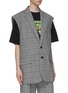Detail View - Click To Enlarge - BALENCIAGA - 'Twinset' two-in-one patchwork shirt and check vest