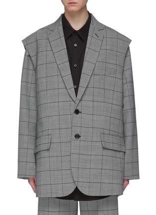 Main View - Click To Enlarge - BALENCIAGA - 'Twinset' two-in-one patchwork shirt and check vest