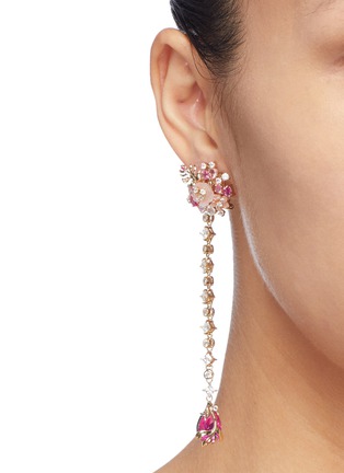 Figure View - Click To Enlarge - ANABELA CHAN - 'Paradise' diamond gemstone floral drop earrings