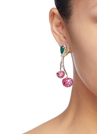 Figure View - Click To Enlarge - ANABELA CHAN - 'Cherry' diamond gemstone drop earrings