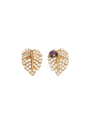Main View - Click To Enlarge - ANABELA CHAN - 'Leaf' diamond ruby stud earrings