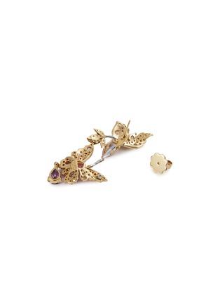 Detail View - Click To Enlarge - ANABELA CHAN - 'Rose Garden Butterfly' diamond gemstone mismatched detachable drop earrings