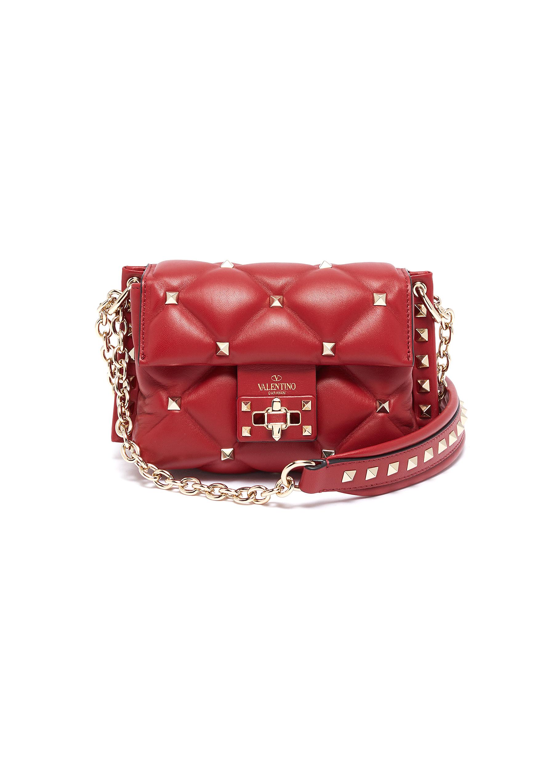 Valentino Garavani Rockstud Pouch Crossbody Bag Leather Mini Red 21497916
