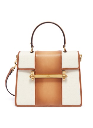 Main View - Click To Enlarge - VALENTINO GARAVANI - 'Uptown' leather panel canvas top handle bag