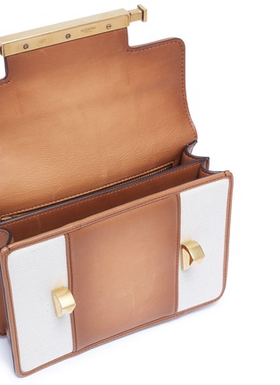 Detail View - Click To Enlarge - VALENTINO GARAVANI - 'Uptown' small canvas panel leather shoulder bag