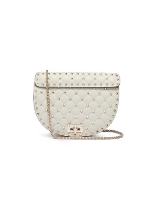 Main View - Click To Enlarge - VALENTINO GARAVANI - 'Rockstud Spike' quilted leather saddle bag