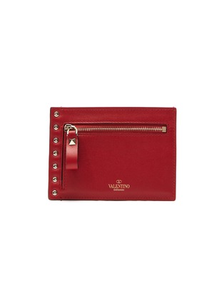 Main View - Click To Enlarge - VALENTINO GARAVANI - Rockstud border zip leather card holder