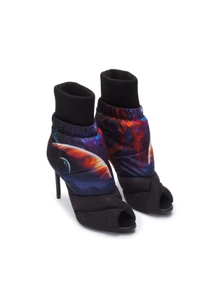Detail View - Click To Enlarge - NICHOLAS KIRKWOOD - 'Planets' print puffer peep toe ankle boots