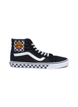 Main View - Click To Enlarge - VANS - 'Sk8-Hi' tiger checkerboard patch suede panel canvas sneakers