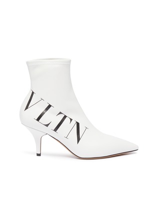 Main View - Click To Enlarge - VALENTINO GARAVANI - Logo print faux leather ankle boots