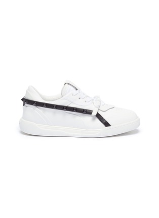 Main View - Click To Enlarge - VALENTINO GARAVANI - Rockstud contrast strap leather sneakers