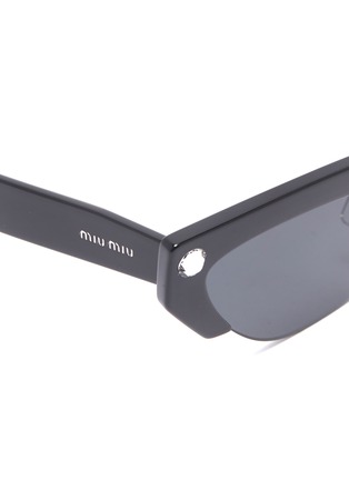 Detail View - Click To Enlarge - MIU MIU - Glass crystal acetate brow bar cat eye sunglasses