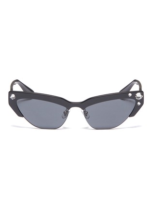 Main View - Click To Enlarge - MIU MIU - Glass crystal acetate brow bar cat eye sunglasses