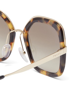 Detail View - Click To Enlarge - PRADA - Tortoiseshell acetate rim metal square sunglasses