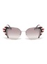 Main View - Click To Enlarge - PRADA - Flame acetate rim metal angular sunglasses