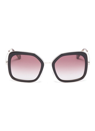 Main View - Click To Enlarge - PRADA - Acetate rim metal square sunglasses