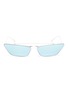 Main View - Click To Enlarge - PRADA - Browbar mirror metal cat eye sunglasses