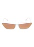 Main View - Click To Enlarge - PRADA - Browbar mirror metal cat eye sunglasses