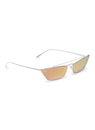 Figure View - Click To Enlarge - PRADA - Browbar mirror metal cat eye sunglasses