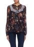 Main View - Click To Enlarge - NEEDLE & THREAD - 'Winter Forest' lace trim floral print  chiffon top