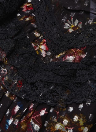 Detail View - Click To Enlarge - NEEDLE & THREAD - 'Cosmic Forest' ruffle lace floral print tiered dress
