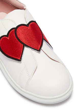 Detail View - Click To Enlarge - WINK - 'Popcorn' slogan heart appliqué leather kids sneakers