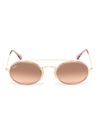 Main View - Click To Enlarge - RAY-BAN - 'RB3847' double bridge metal oval sunglasses