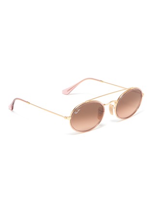 Figure View - Click To Enlarge - RAY-BAN - 'RB3847' double bridge metal oval sunglasses