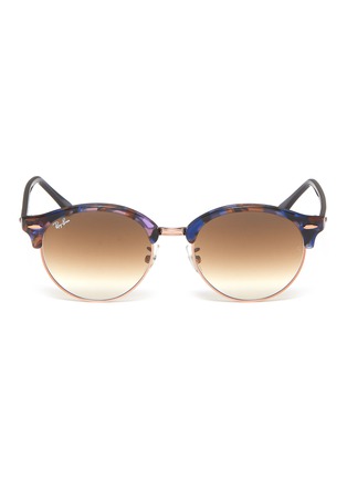 Main View - Click To Enlarge - RAY-BAN - 'Clubround Fleck' acetate rim metal round sunglasses