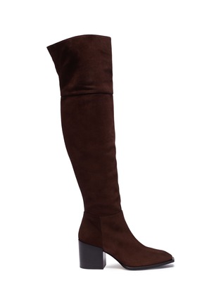 Main View - Click To Enlarge - AEYDE - 'Kit' panelled suede knee high boots